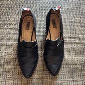 Thom Browne Black Pebbled Leather Heeled Penny Loafers size 9